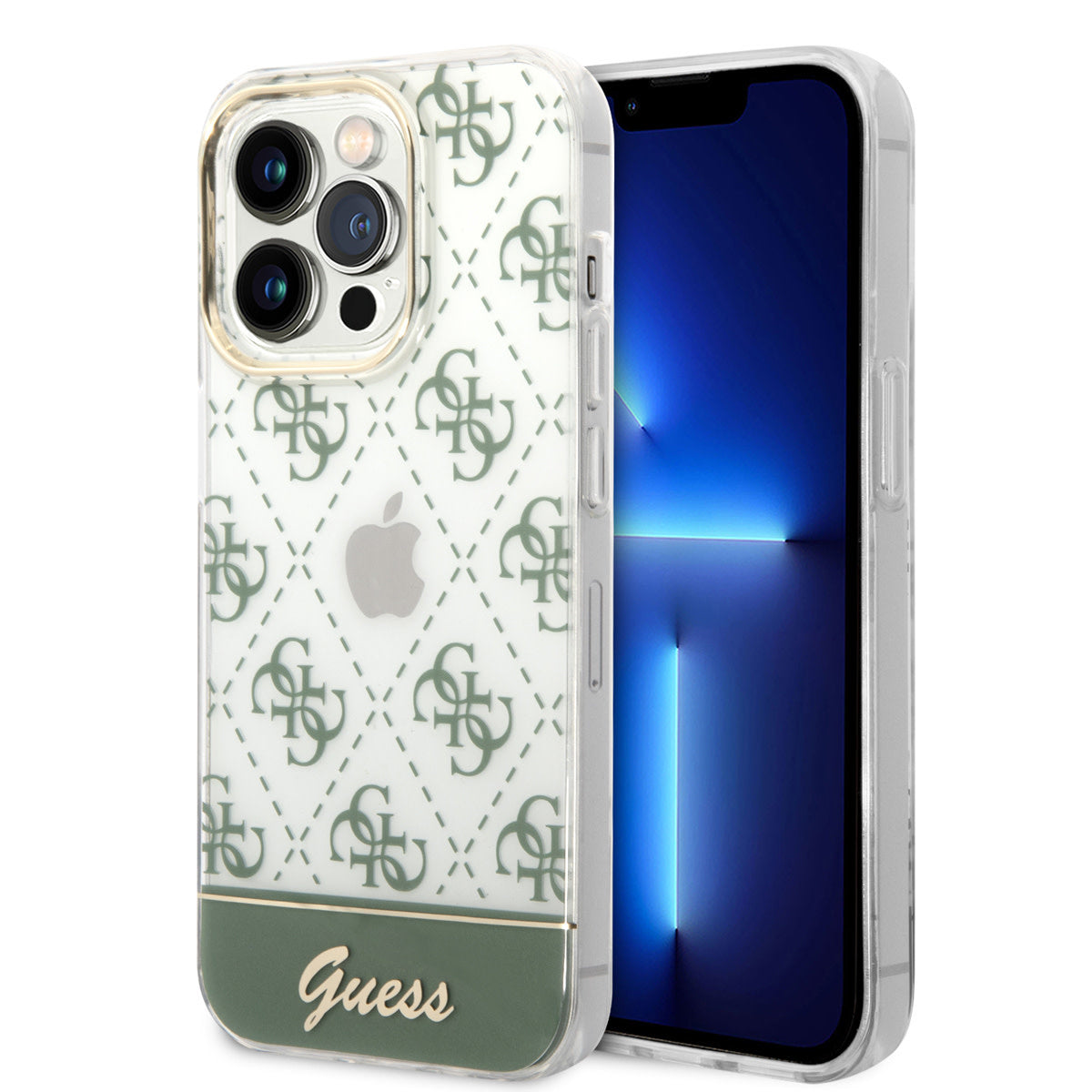 Guess iPhone 14 Pro Max Backcover - 4G Pattern Script - Groen