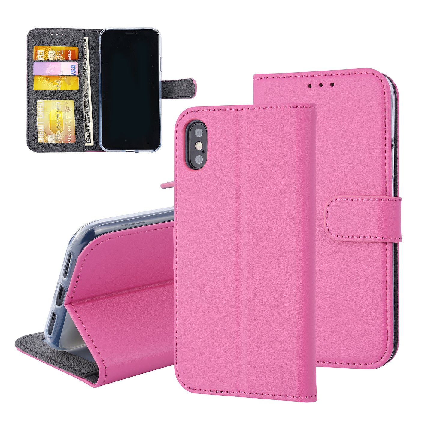 iPhone X/XS Booktype hoesje - Roze - Pasjeshouder - Magneetsluiting