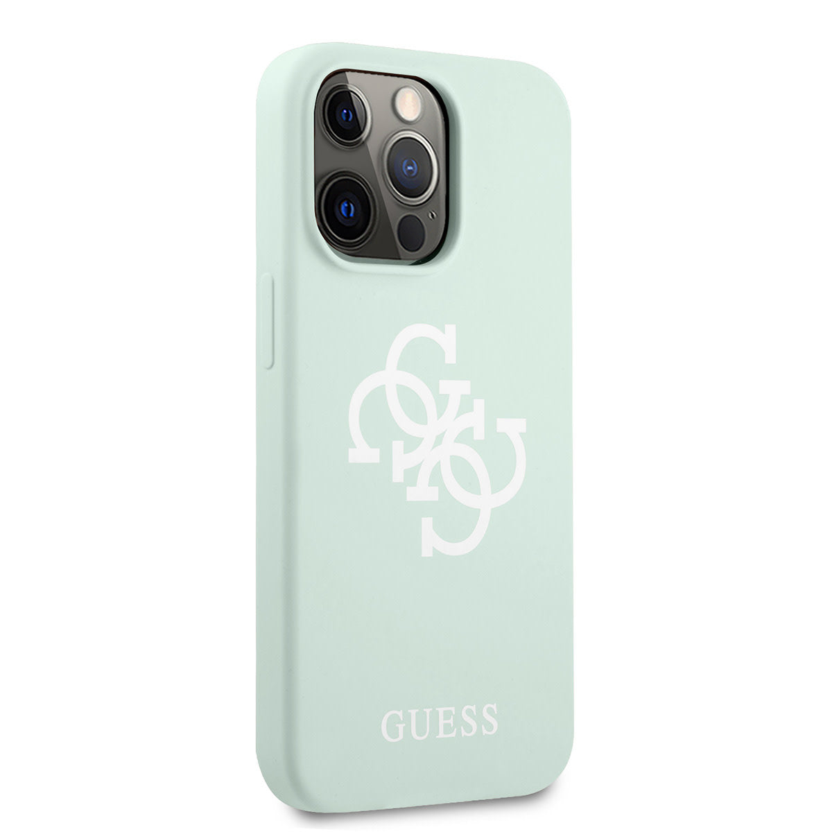 Guess iPhone 13 PRO Backcover - Wit 4G Logo - Mint Groen