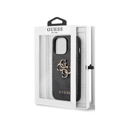 Guess iPhone 13 PRO MAX Backcover - Gold 4G Logo - Grijs