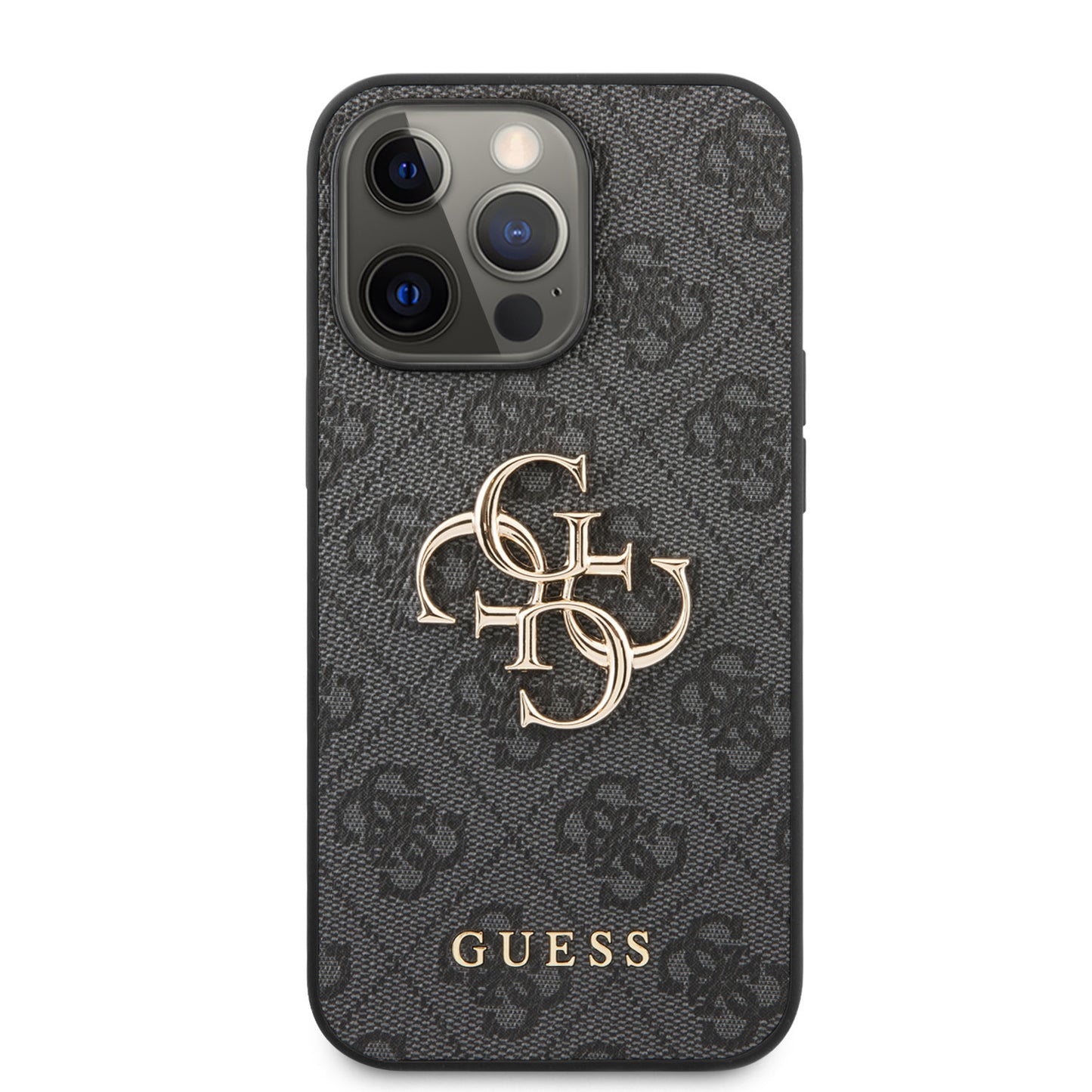 Guess iPhone 14 Pro Max Backcover - Gold 4G Logo - Grijs
