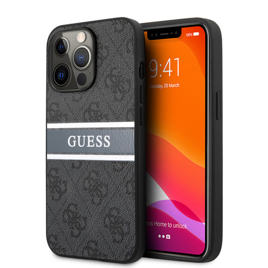 Guess iPhone 13 PRO Backcover - Grey Stripe - Grijs