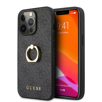 Guess iPhone 13 PRO MAX Backcover - Met Ringhouder - Grijs