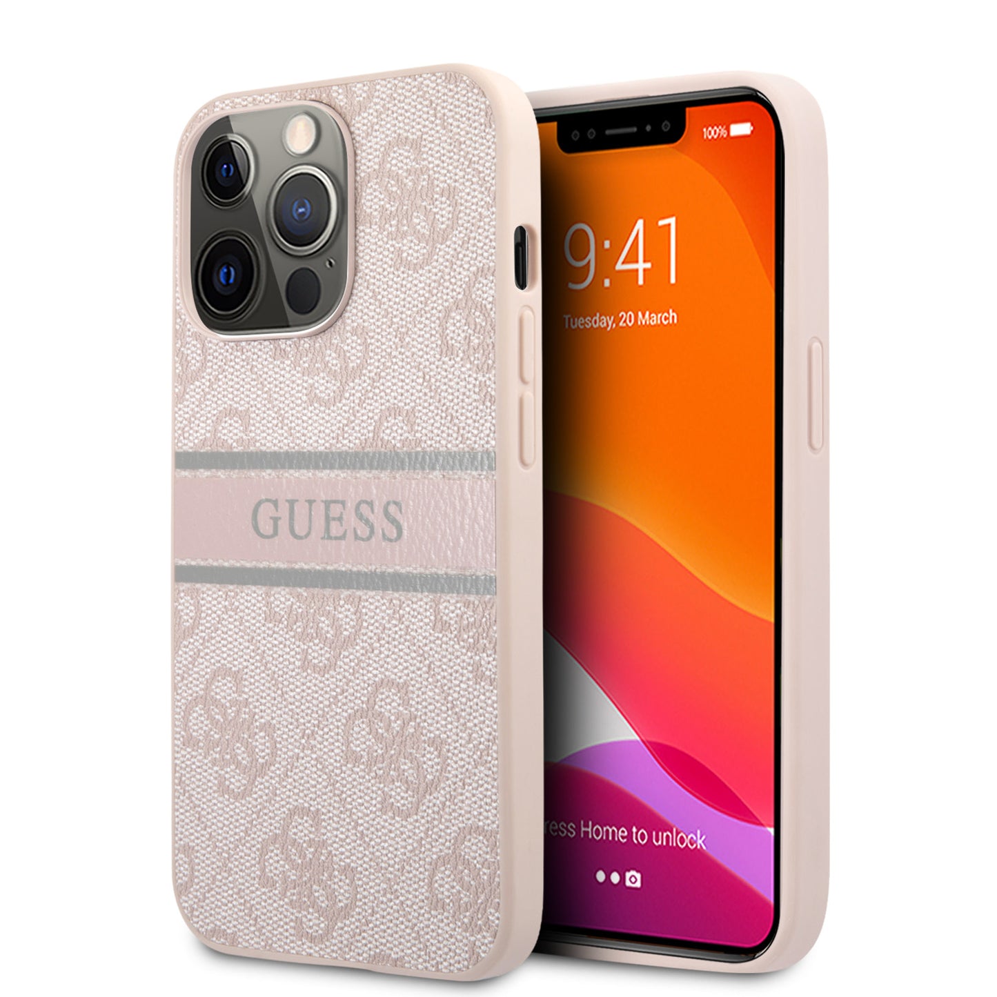 Guess iPhone 13 PRO MAX Backcover - Pink Stripe - Roze