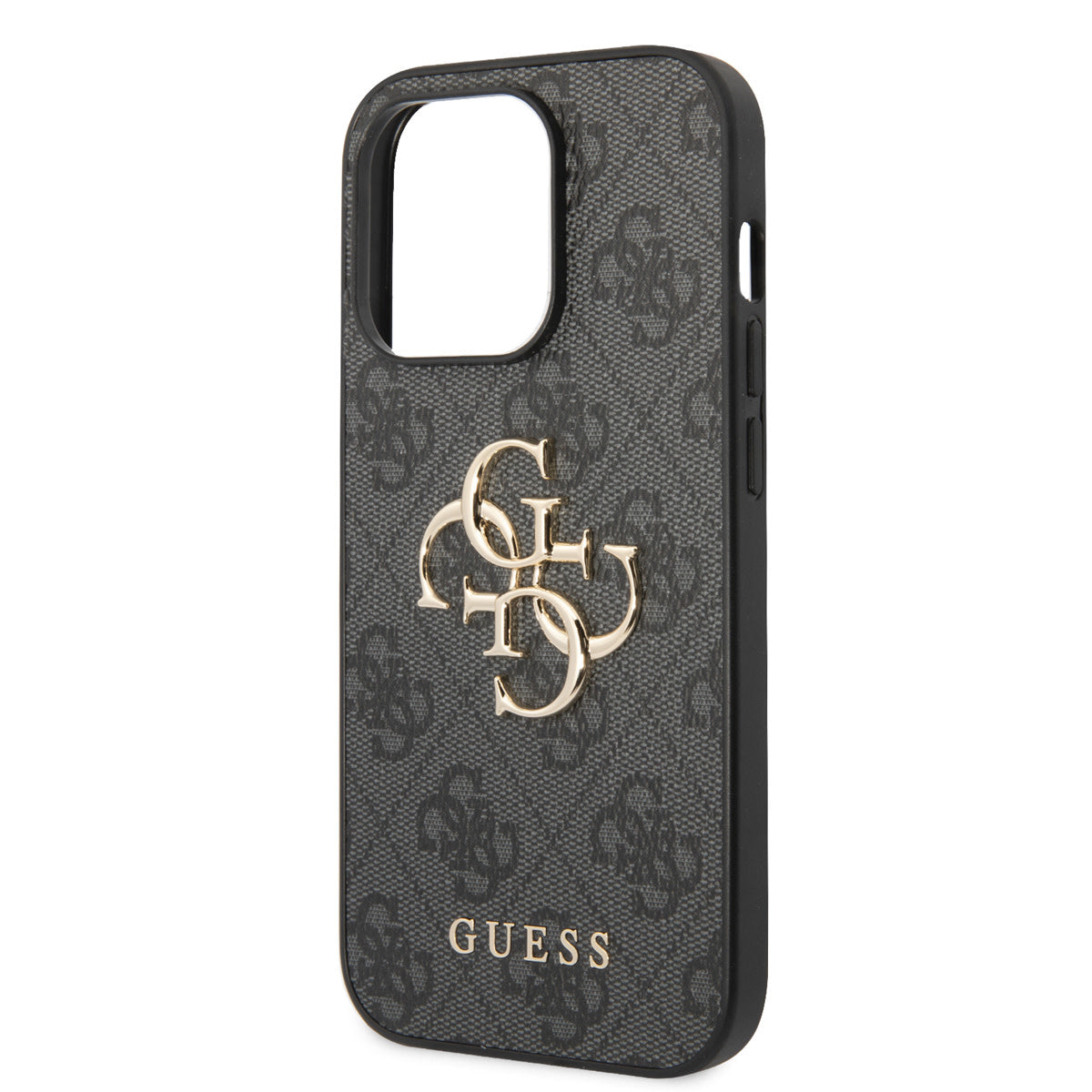 Guess iPhone 14 Pro Backcover - Gold 4G Logo - Grijs