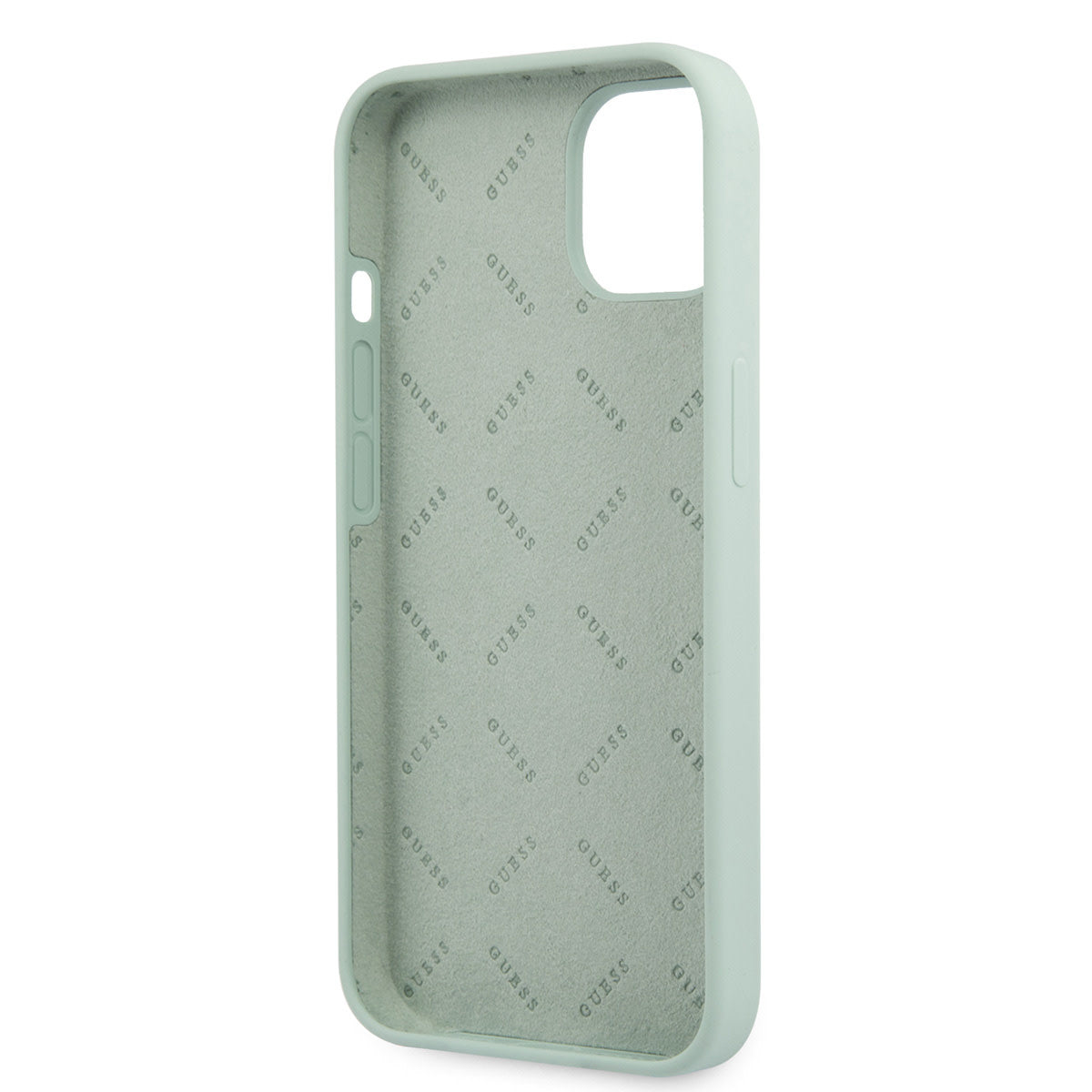 Guess iPhone 13 MINI Hardcase Backcover - Wit 4G Logo - Mint Groen