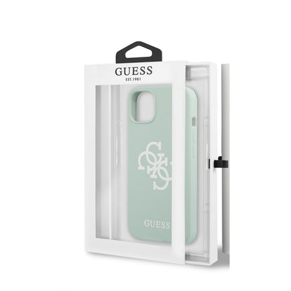 Guess iPhone 13 MINI Hardcase Backcover - Wit 4G Logo - Mint Groen