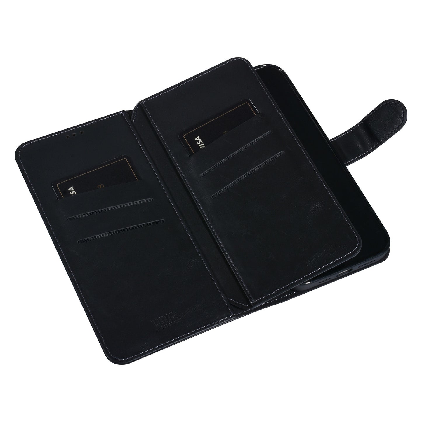 iPhone 13 PRO MAX Luxe Bookcase voor 9 pasjes - Magneetsluiting - Zwart