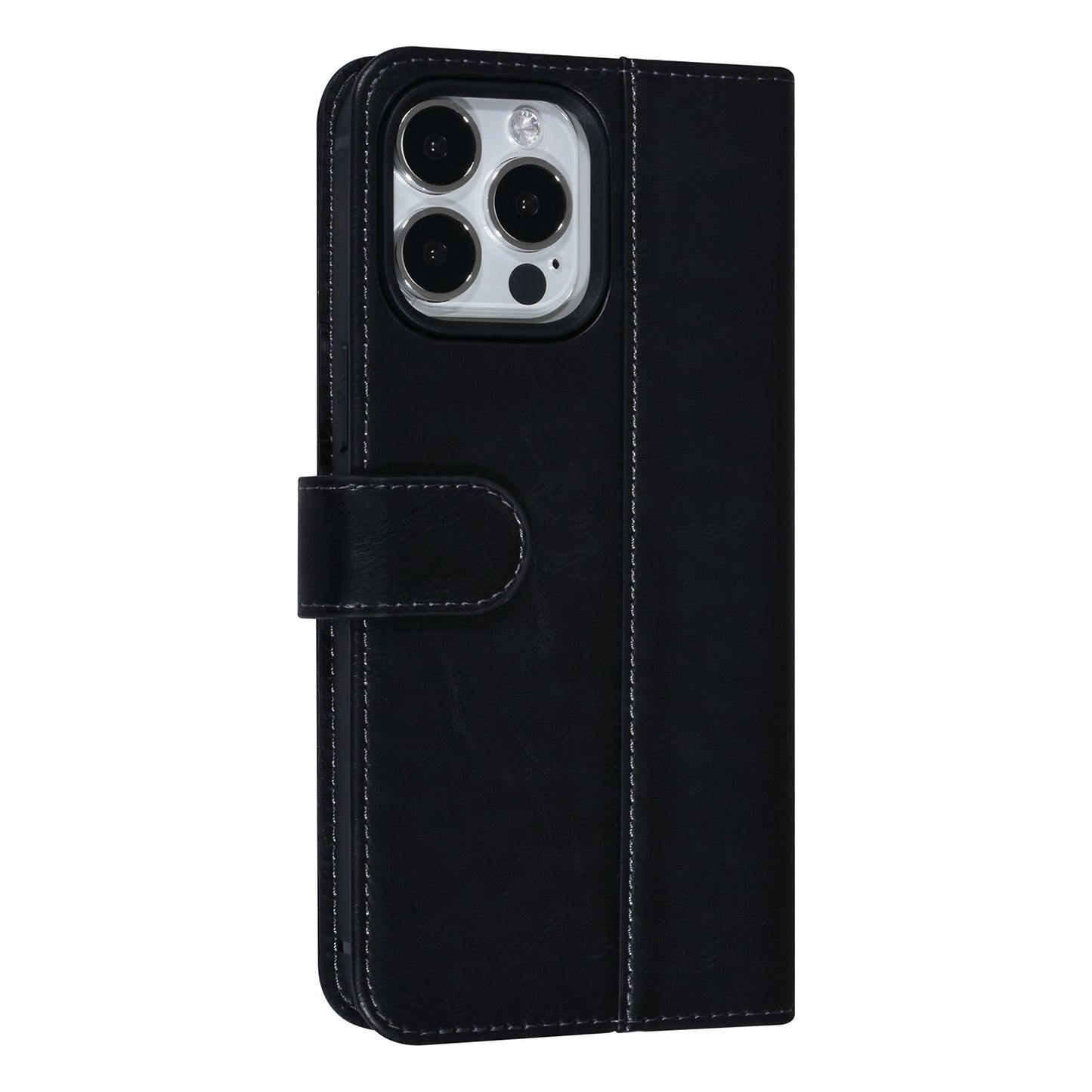 iPhone 14 PRO MAX Luxe Bookcase voor 3 Pasjes - Magneetsluiting - Zwart