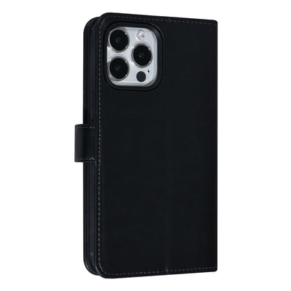 iPhone 14 PRO Luxe Bookcase voor 9 pasjes - Magneetsluiting - Zwart