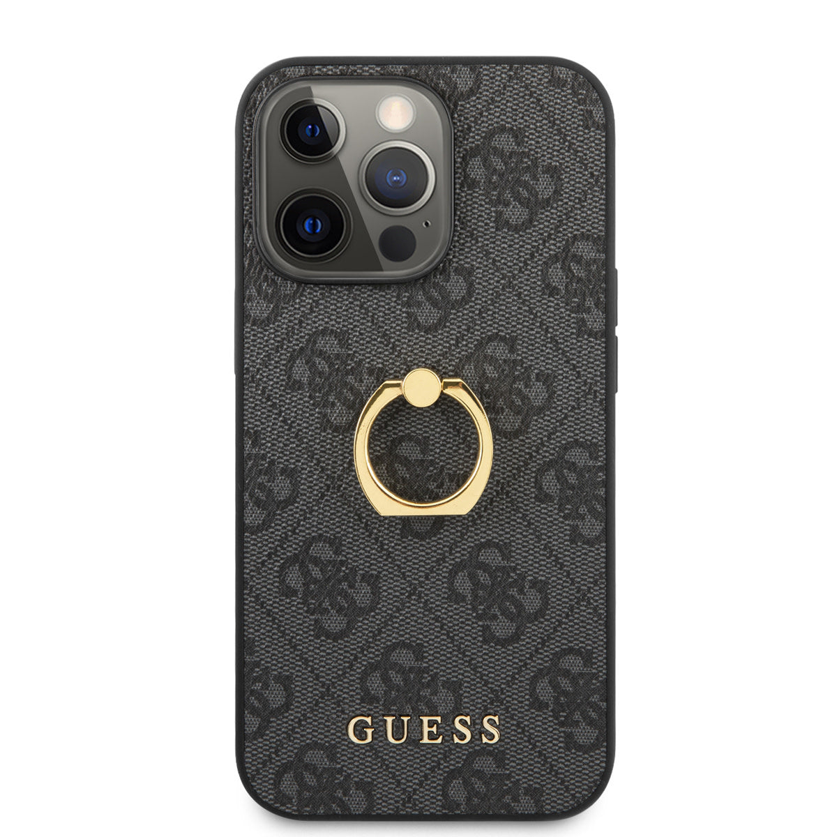 Guess iPhone 14 Pro Backcover - Met Ringhouder - Grijs