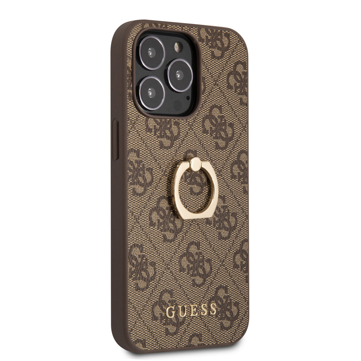 Guess iPhone 14 Pro Max Backcover - Met Ringhouder - Bruin