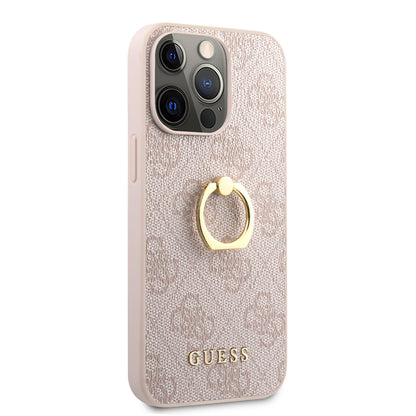 Guess iPhone 14 Pro Backcover - Met Ringhouder - Roze