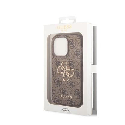Guess iPhone 14 PRO Backcover - Gold 4G Logo - Bruin