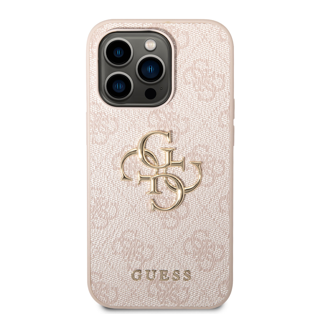 Guess iPhone 14 Pro Backcover - Gold 4G Logo - Roze