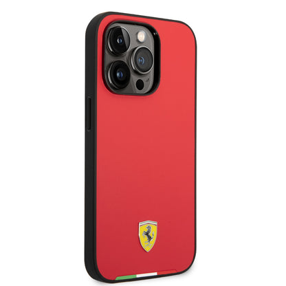 Ferrari iPhone 14 Pro Max Backcover - Italian Flag Line - Rood