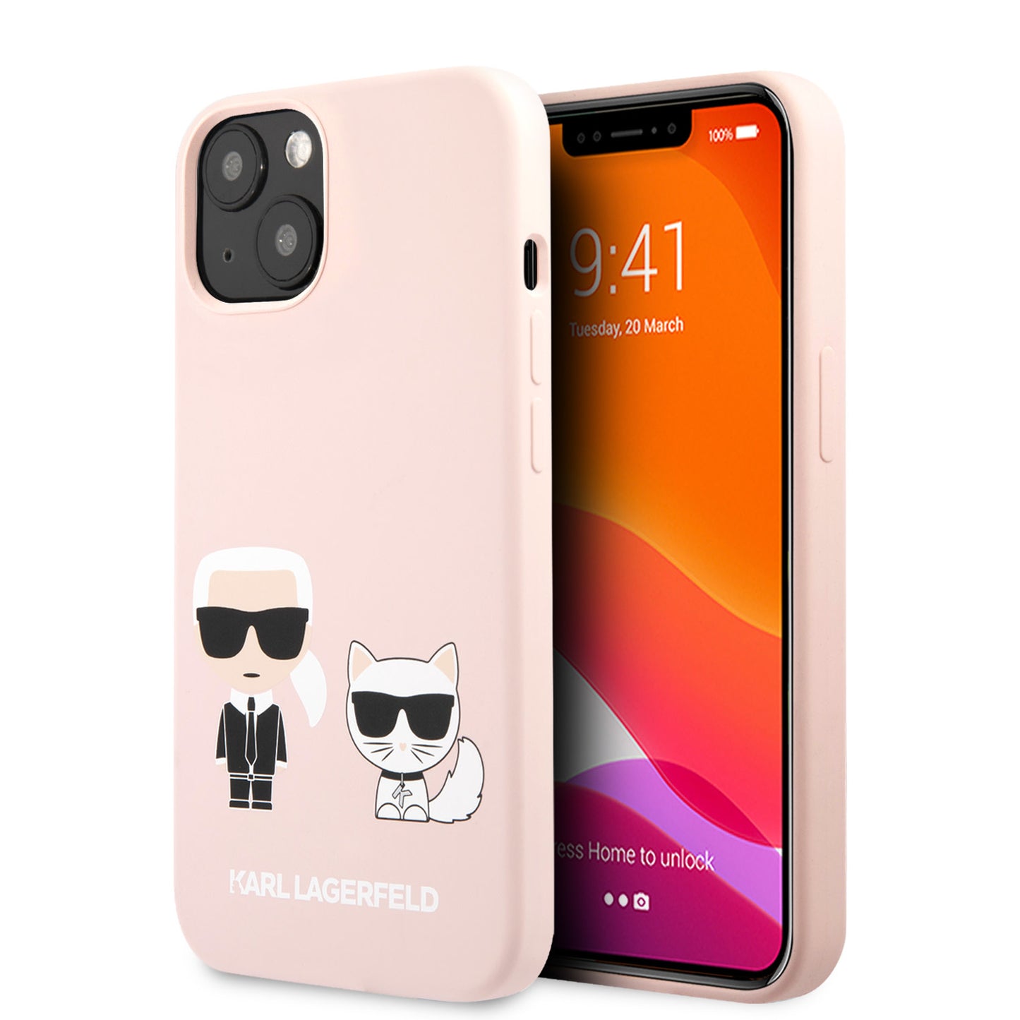 Karl Lagerfeld iPhone 13 Mini Backcover - Karl & Choupette - Lichtroze