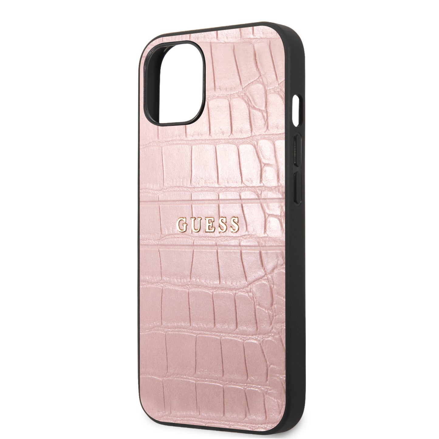 Guess iPhone 13 MINI Hardcase Backcover - Croco Lines - Roze