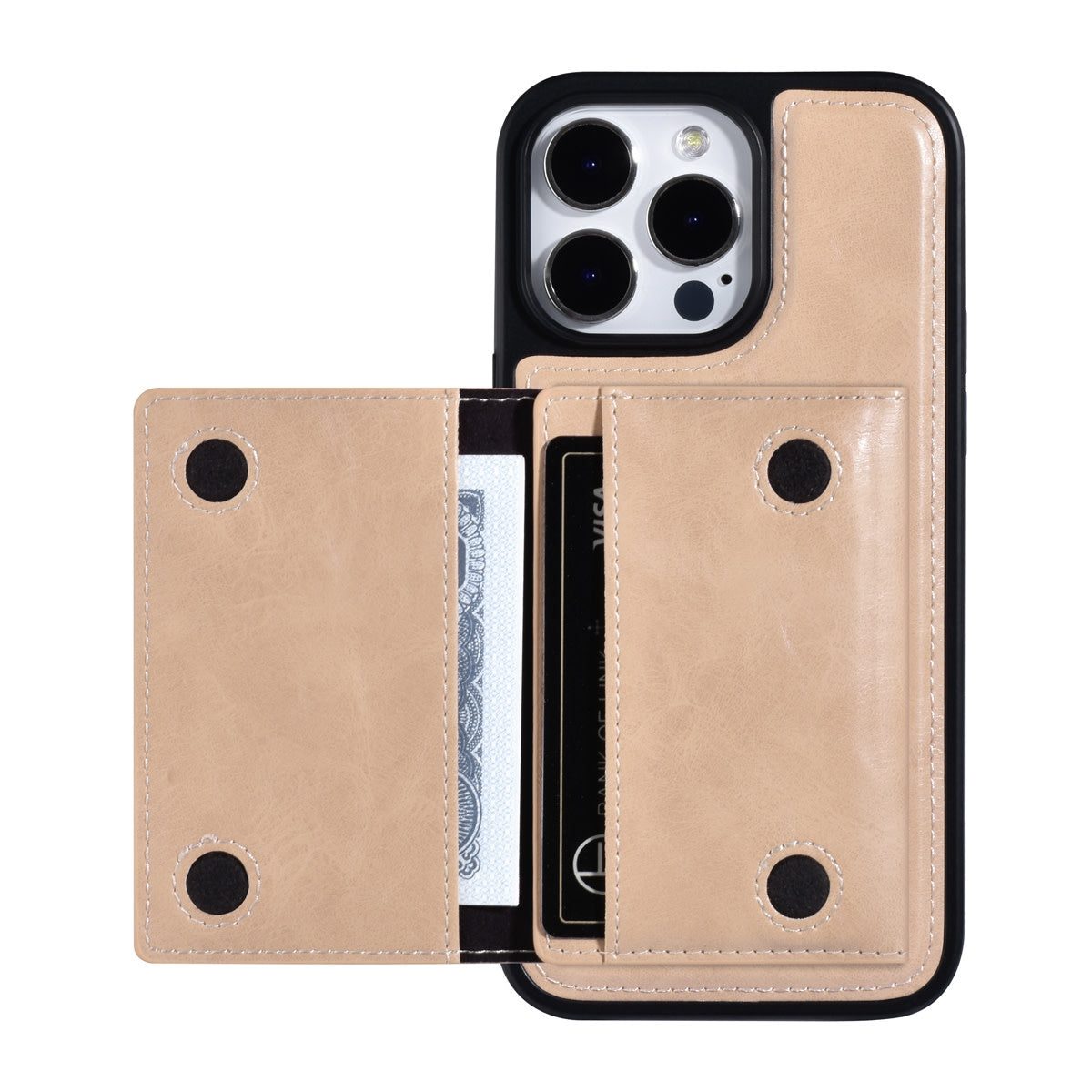 iPhone 14 PRO MAX - 2 in 1 Back Cover en Afneembare kaarthouder - Goud