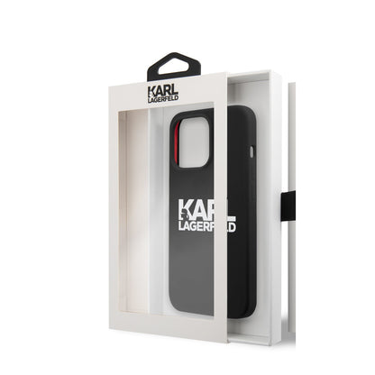 Karl Lagerfeld iPhone 13 PRO Backcover - White Logo - Mat Zwart