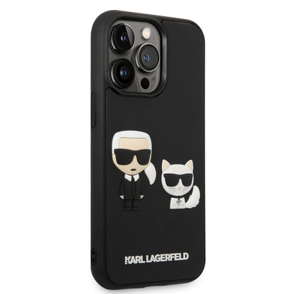 Karl Lagerfeld iPhone 14 Pro Backcover - 3D Rubber Karl & Choupette - Zwart