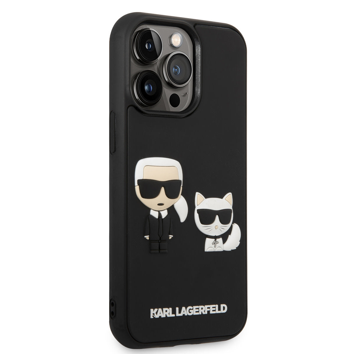 Karl Lagerfeld iPhone 14 Pro Max Backcover - 3D Rubber Karl & Choupette - Zwart