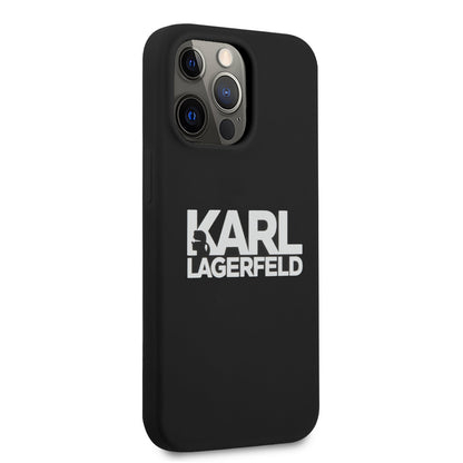 Karl Lagerfeld iPhone 13 PRO Backcover - White Logo - Mat Zwart