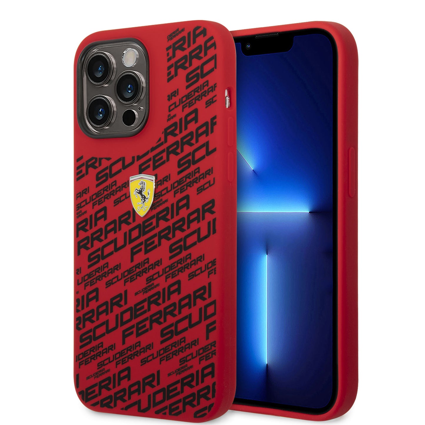 Ferrari iPhone 14 Pro Backcover - Scuderia All-Over - Rood