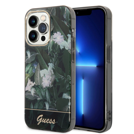 Guess iPhone 14 PRO Backcover - Jungle Collectie - Groen