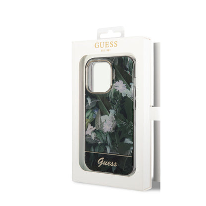 Guess iPhone 14 Pro Max Backcover - Jungle Collectie - Groen