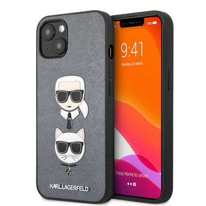Karl Lagerfeld iPhone 13 Mini Backcover - Karl & Choupette - Zilver