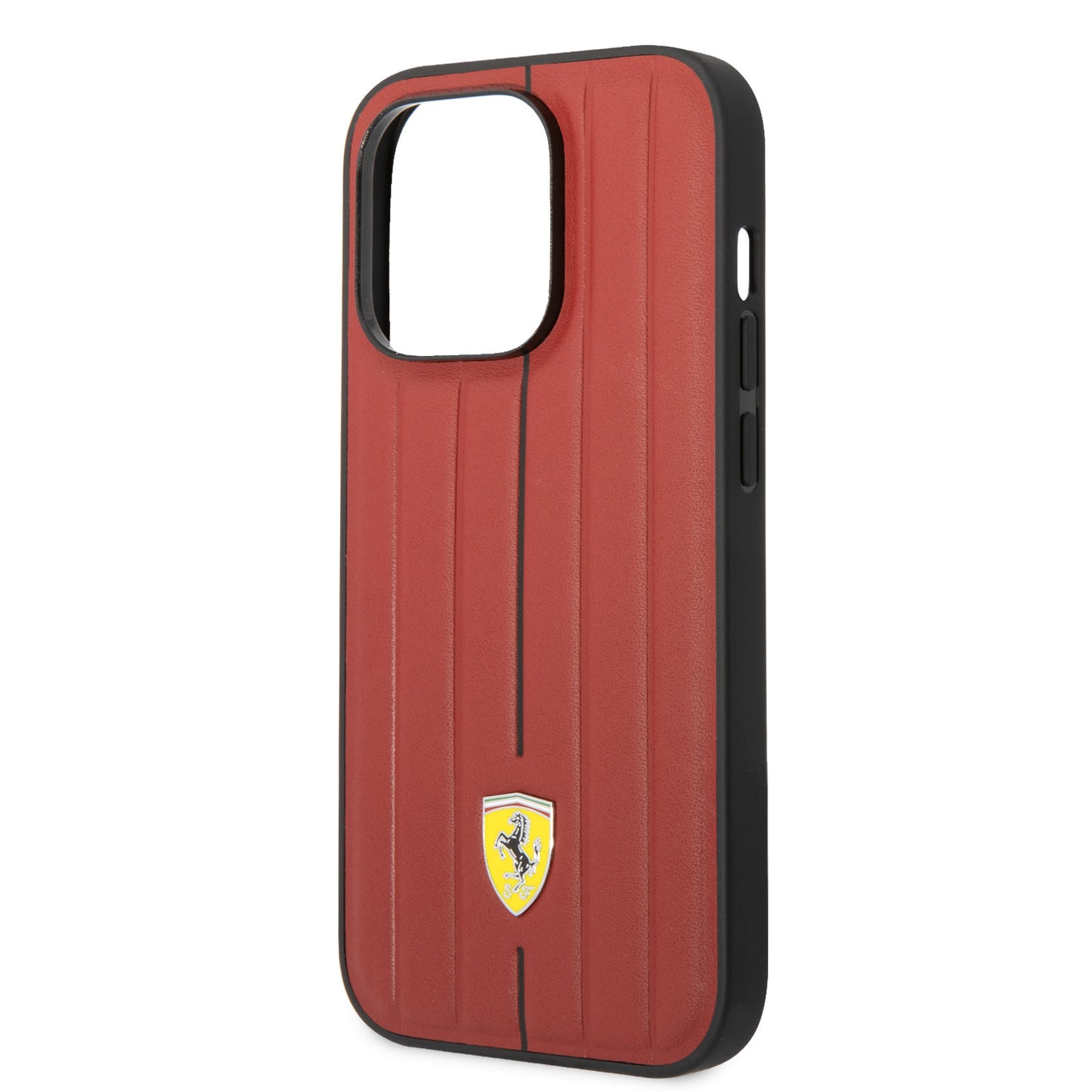 Ferrari iPhone 14 Pro Max kunstleer Backcover - Hot Stamp - Black Line - Rood