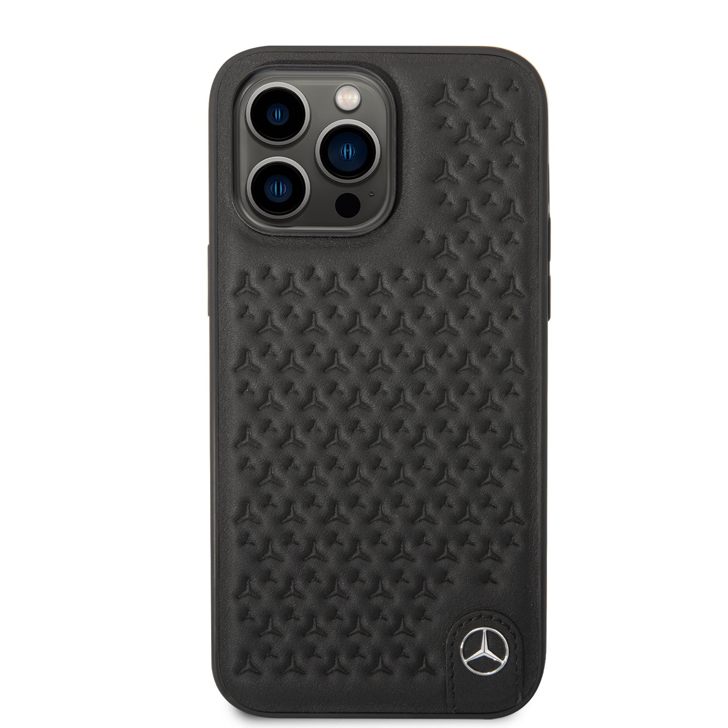 Mercedes-Benz iPhone 14 Pro Max Leer Backcover - Star Pattern - Zwart