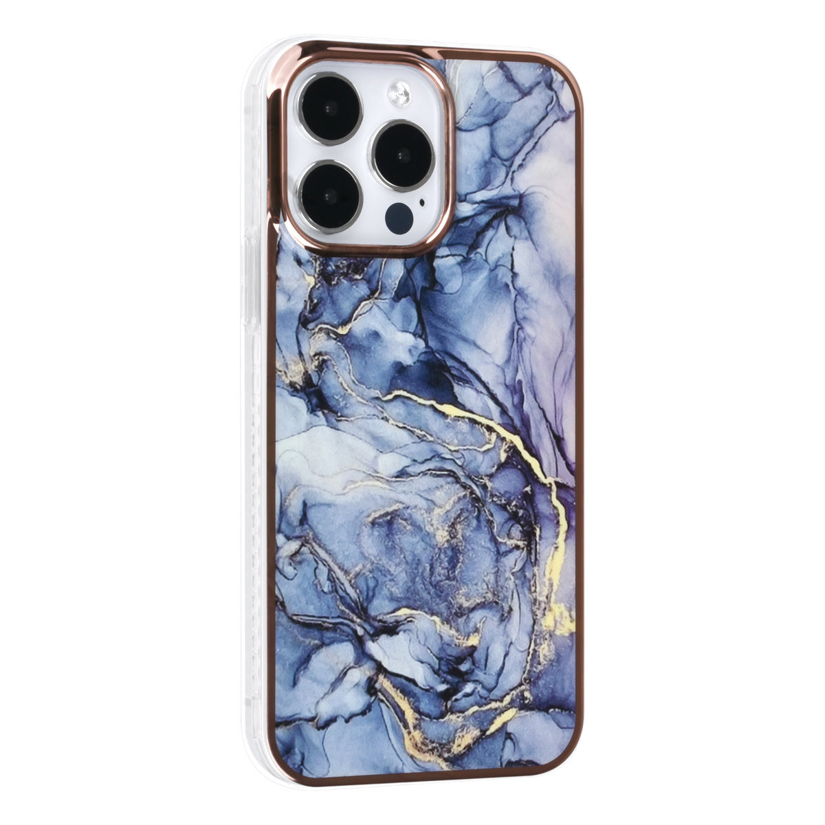 iPhone 14 PRO Backcover - Marmer - Blauw