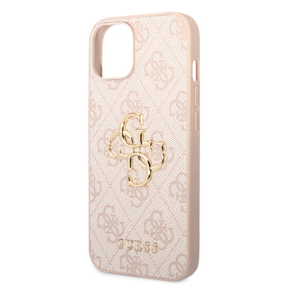Guess iPhone 14 Backcover - Gold 4G Logo - Roze