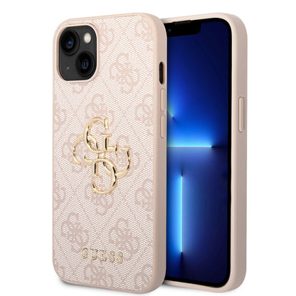 Guess iPhone 14 Backcover - Gold 4G Logo - Roze