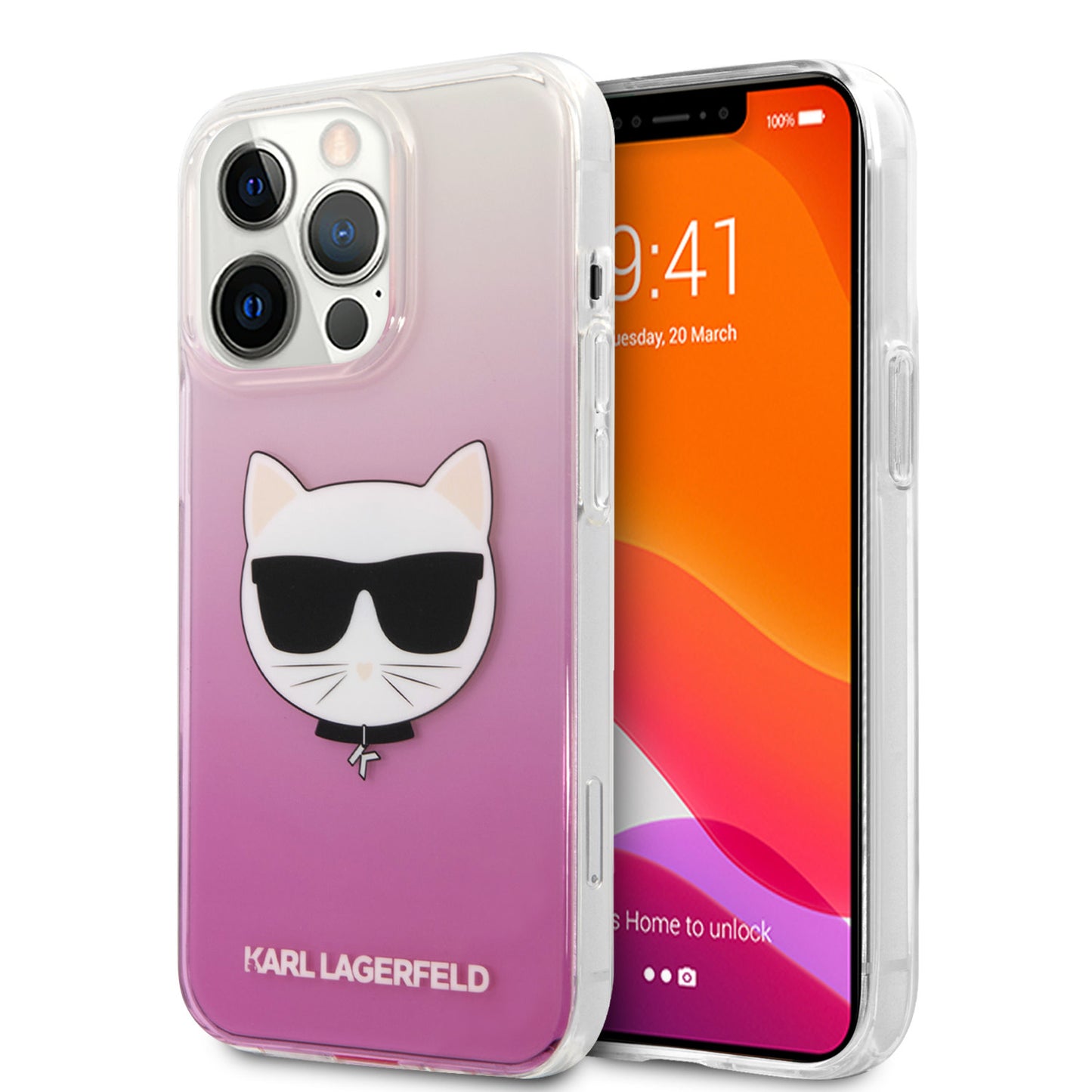 Karl Lagerfeld iPhone 13 PRO Backcover - Choupette - Transparant Roze