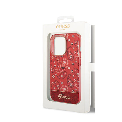 Guess iPhone 14 PRO Backcover - Paisley Collectie - Rood