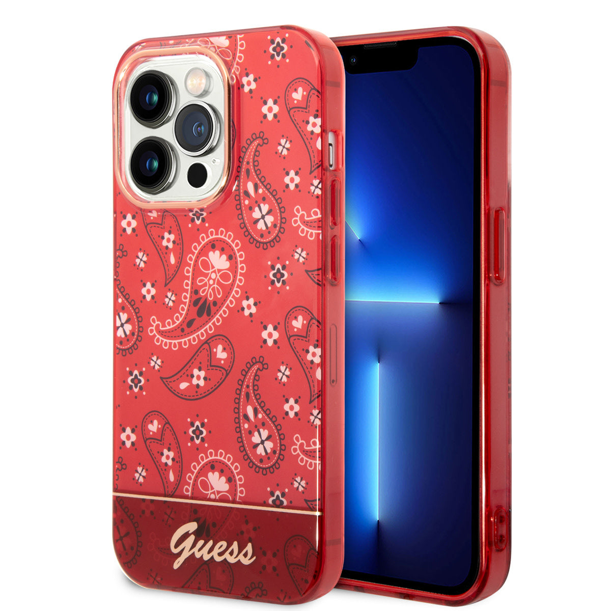 Guess iPhone 14 PRO Backcover - Paisley Collectie - Rood