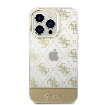 Guess iPhone 14 PRO Backcover - 4G Pattern Script - Goud
