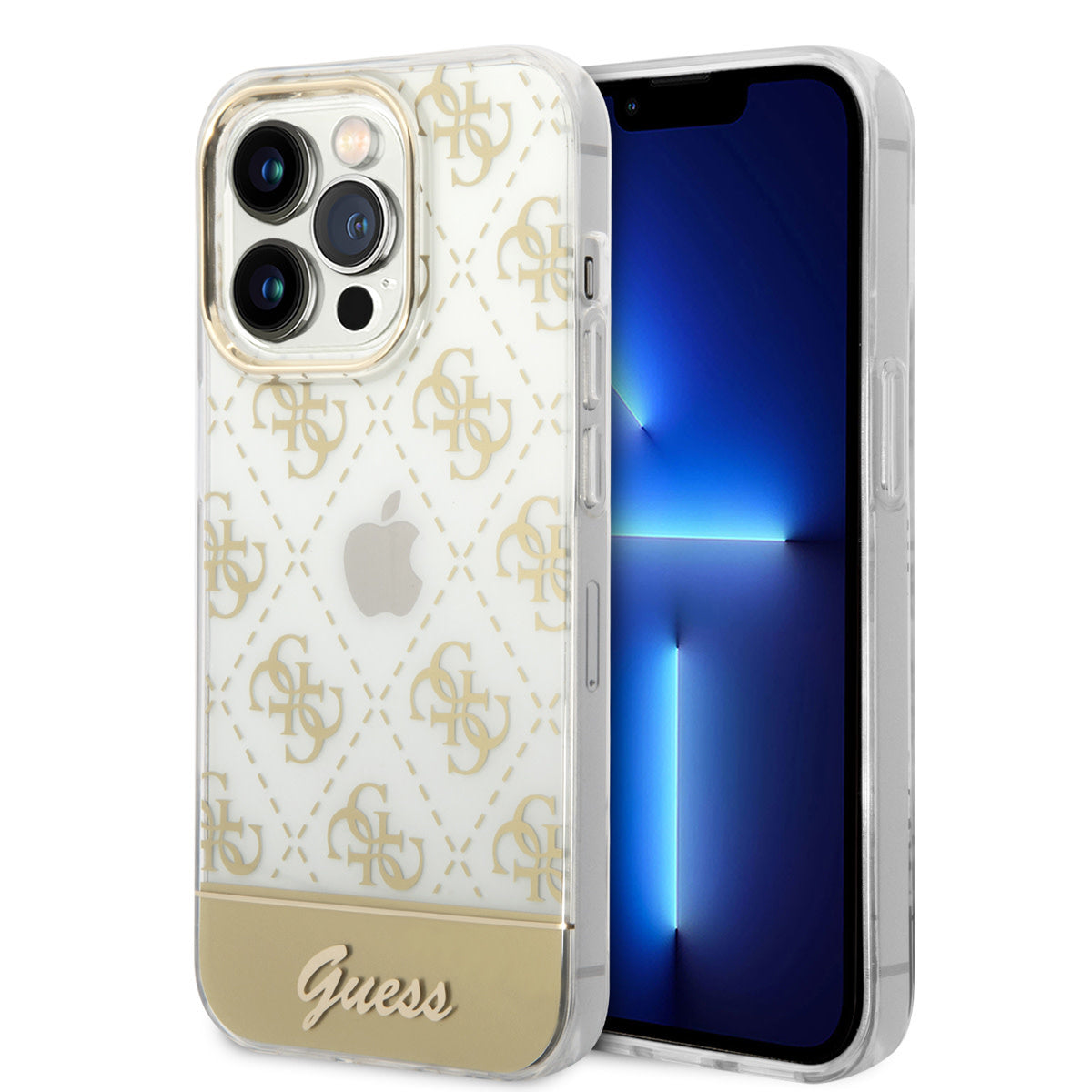Guess iPhone 14 Pro Max Backcover - 4G Pattern Script - Goud