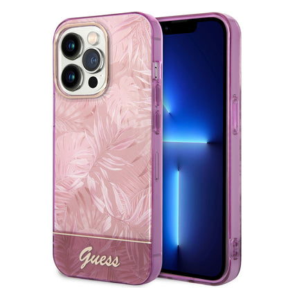 Guess iPhone 14 Pro Max Backcover - Jungle Collectie - Roze