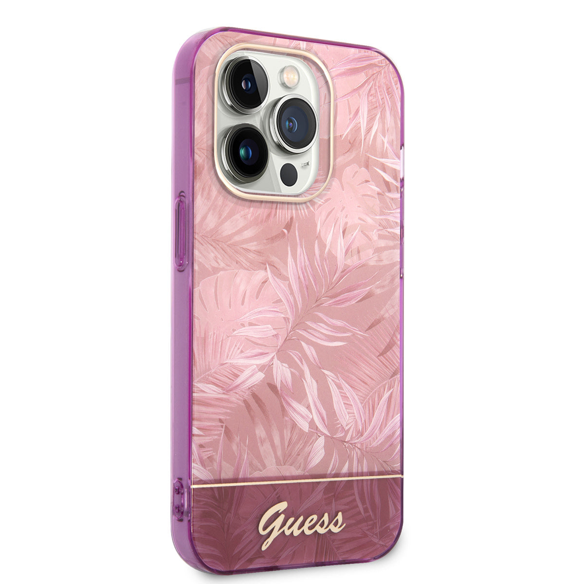 Guess iPhone 14 Pro Max Backcover - Jungle Collectie - Roze