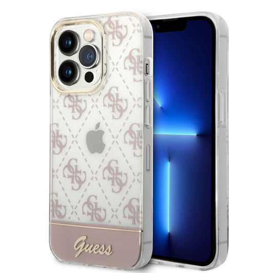Guess iPhone 14 PRO Backcover - 4G Pattern Script - Roze
