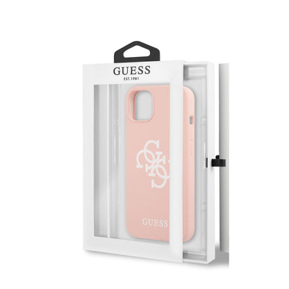 Guess iPhone 13 MINI Hardcase Backcover - Wit 4G Logo - Roze