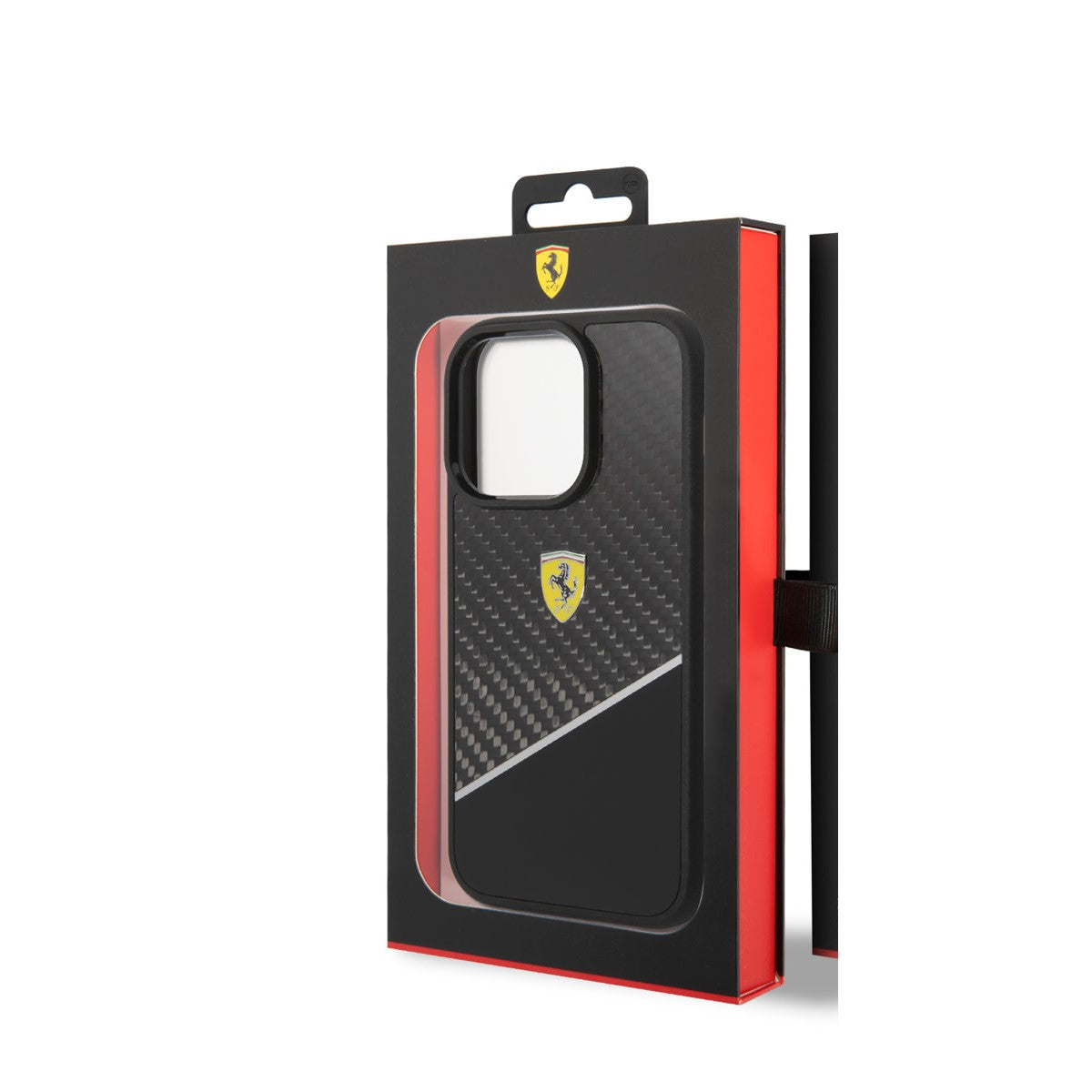Ferrari iPhone 14 Pro Backcover - Carbon - Stripe - Zwart