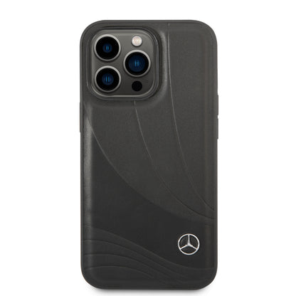 Mercedes-Benz iPhone 14 Pro Leren Backcover - New Wave III - Zwart