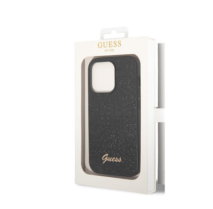 Guess iPhone 14 Pro Max Backcover - Glitter Collectie - Zwart