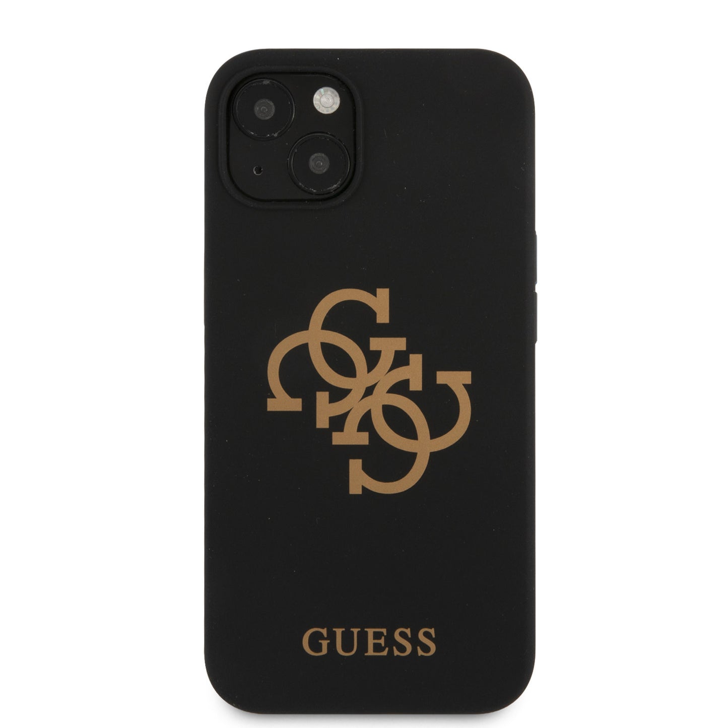 Guess iPhone 13 MINI Hardcase Backcover - Gold 4G Logo - Zwart