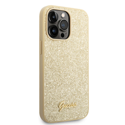 Guess iPhone 14 Pro Max Backcover - Glitter Collectie - Goud